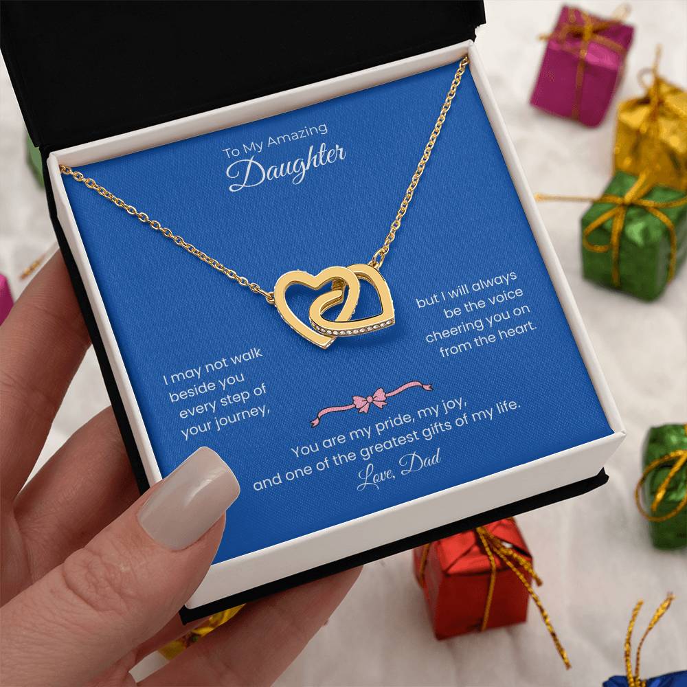 Daughter – Interlocking Heart Necklace – Personalized From Sender Gift (132)