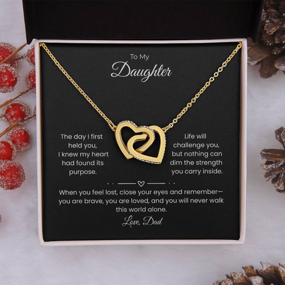 Daughter – Interlocking Heart Necklace – Personalized From Sender (117)