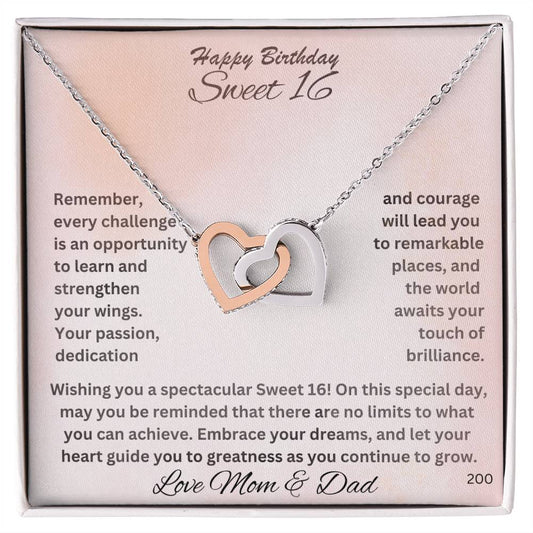 Sweet 16- Give her the gift that symbolizes your never-ending love. Personalized this Interlocking Hearts necklace 200