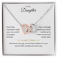 Daughter Gift – Interlocking Heart Necklace – Add Personalized From Title (130)