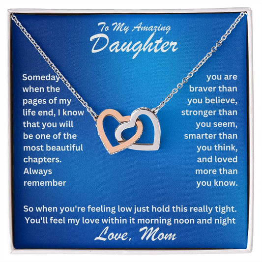 Daughter- Most beautiful chapters -Interlocking Hearts Necklace - Essential Home Zone Essential Home Zone Jewelry Daughter- Most beautiful chapters -Interlocking Hearts Necklace