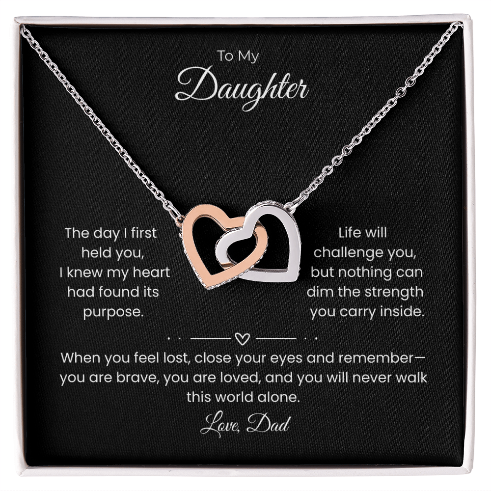 Daughter – Interlocking Heart Necklace – Personalized From Sender (117)