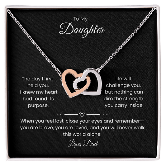 Daughter – Interlocking Heart Necklace – Personalized From Sender (117)