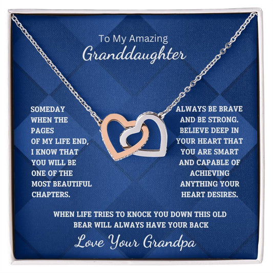 Granddaughter- Most beautiful chapters-Interlocking Hearts Necklace - Essential Home Zone Essential Home Zone Jewelry Granddaughter- Most beautiful chapters-Interlocking Hearts Necklace