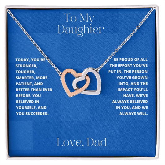 Daughter- You believed in yourself-Interlocking Hearts Necklace - Essential Home Zone Essential Home Zone Jewelry Daughter- You believed in yourself-Interlocking Hearts Necklace