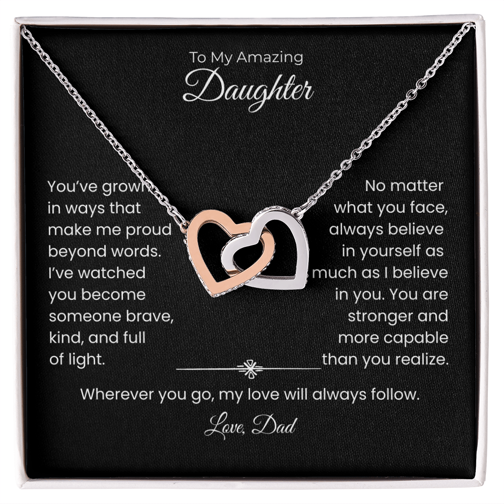 Daughter – Interlocking Heart Necklace – Personalized From Title Gift (128)