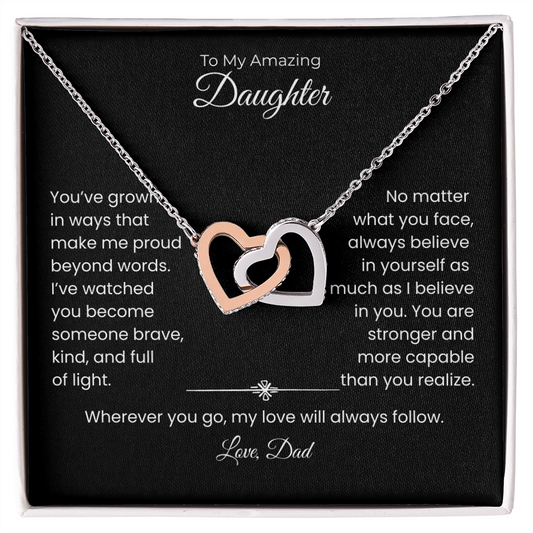 Daughter – Interlocking Heart Necklace – Personalized From Title Gift (128)