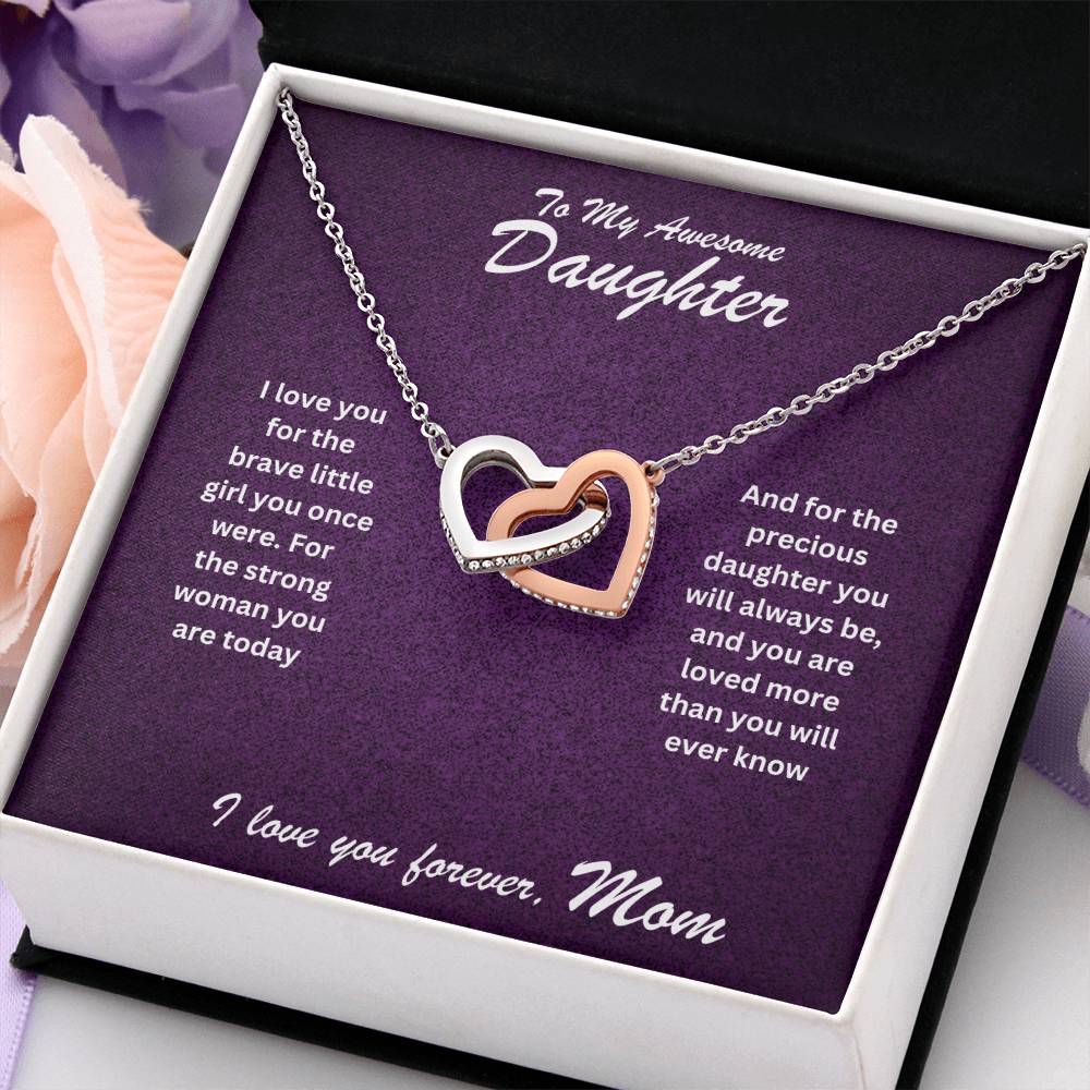 Daughter- Strong woman you are -Interlocking Hearts Necklace - Essential Home Zone Essential Home Zone Jewelry Daughter- Strong woman you are -Interlocking Hearts Necklace