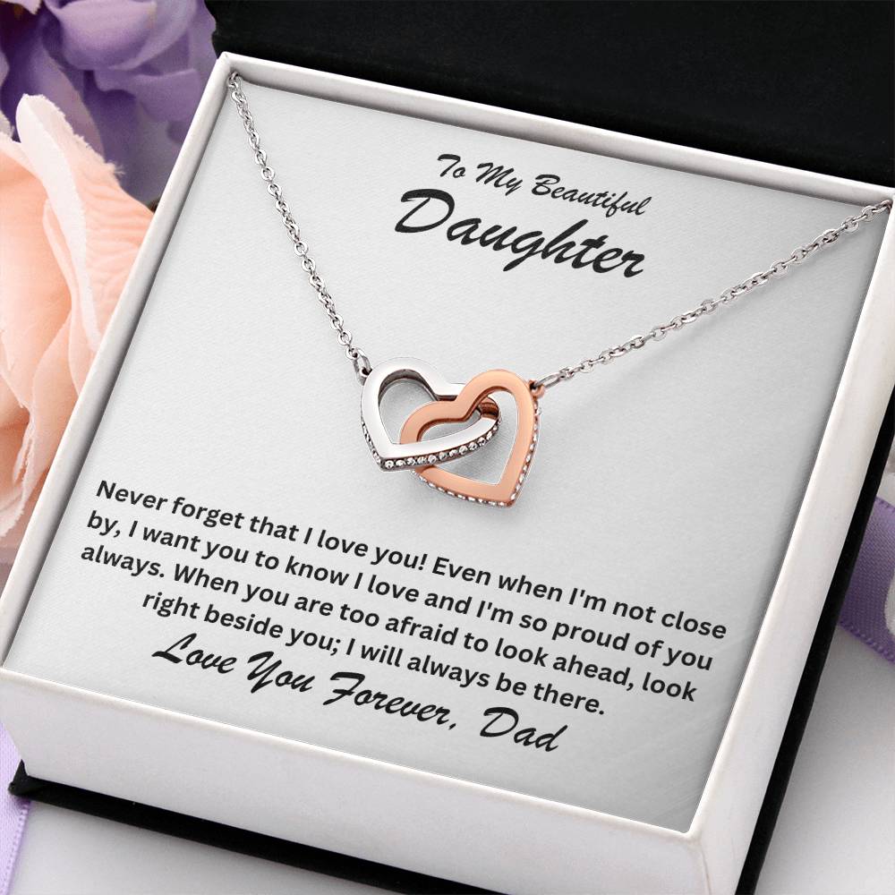 Daughter- Right beside you-Interlocking Hearts Necklace - Essential Home Zone Essential Home Zone Jewelry Daughter- Right beside you-Interlocking Hearts Necklace