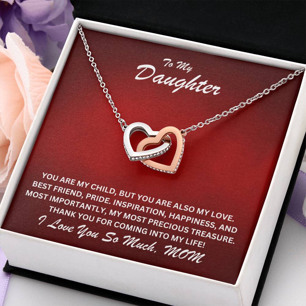 Daughter- You are my child -Interlocking Hearts Necklace - Essential Home Zone Essential Home Zone Polished Stainless Steel & Rose Gold Finish / Standard Box Jewelry Daughter- You are my child -Interlocking Hearts Necklace