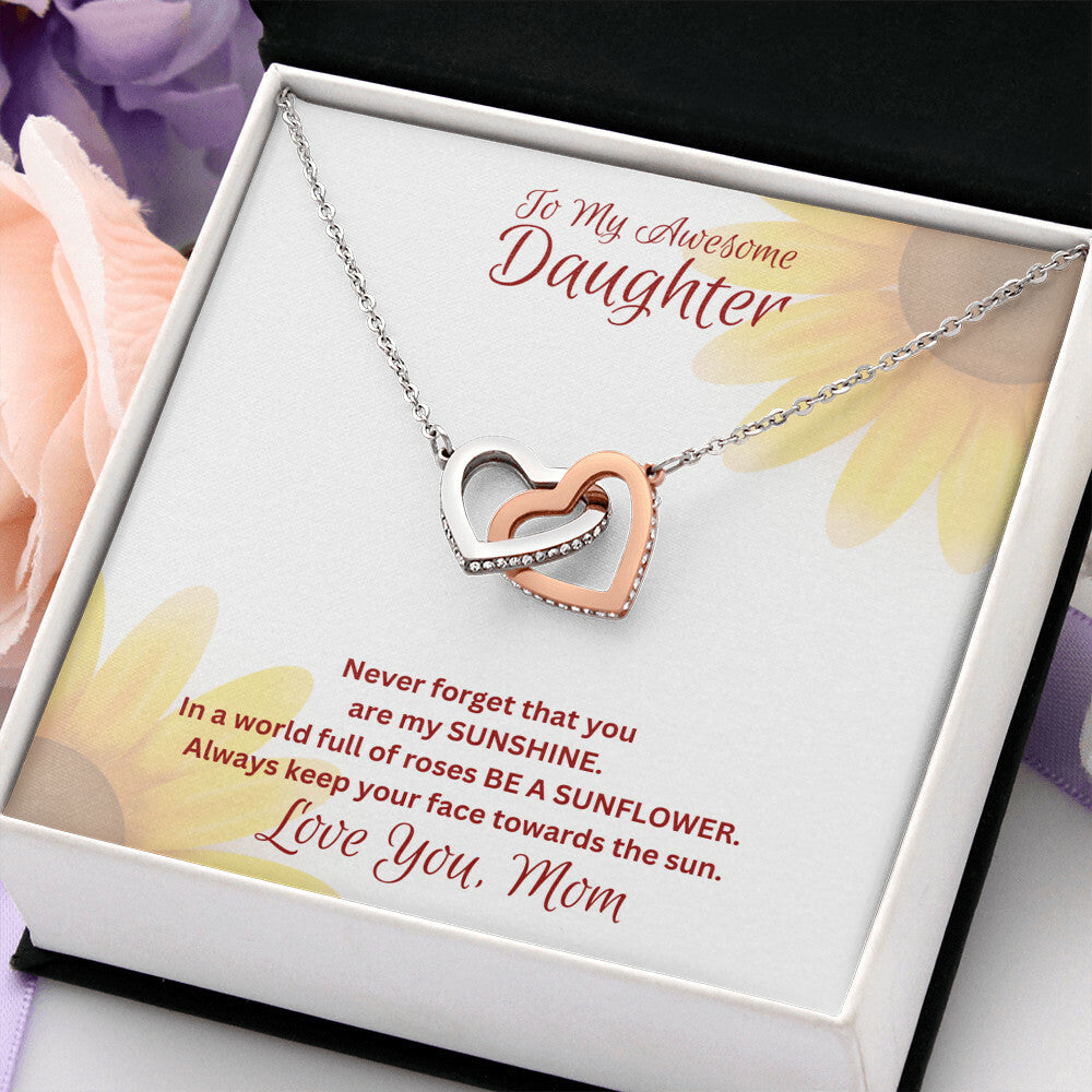 Daughter- You are my sunshine -Interlocking Hearts Necklace - Essential Home Zone Essential Home Zone Jewelry Daughter- You are my sunshine -Interlocking Hearts Necklace