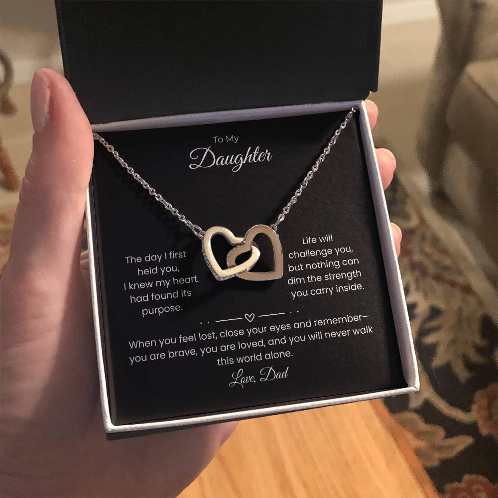 Daughter – Interlocking Heart Necklace – Personalized From Sender (117)