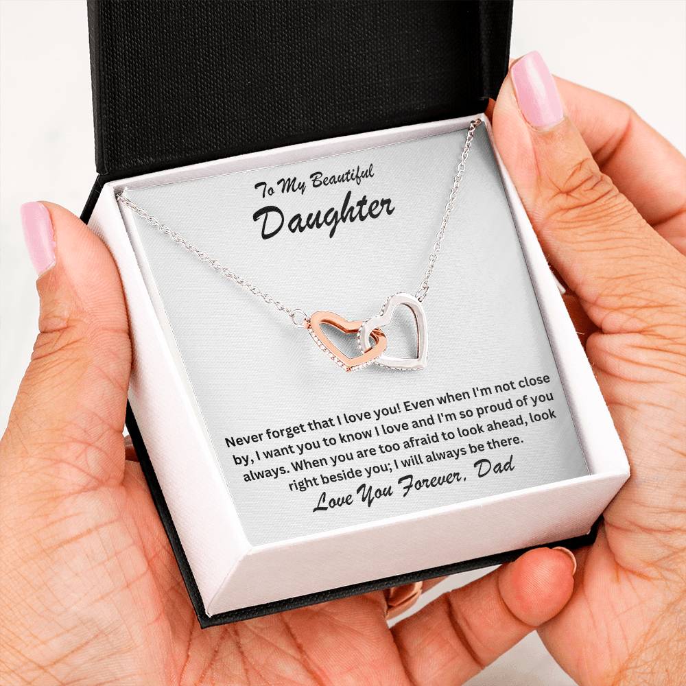 Daughter- Right beside you-Interlocking Hearts Necklace - Essential Home Zone Essential Home Zone Jewelry Daughter- Right beside you-Interlocking Hearts Necklace