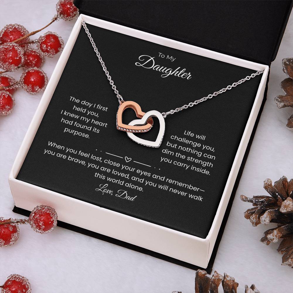 Daughter – Interlocking Heart Necklace – Personalized From Sender (117)