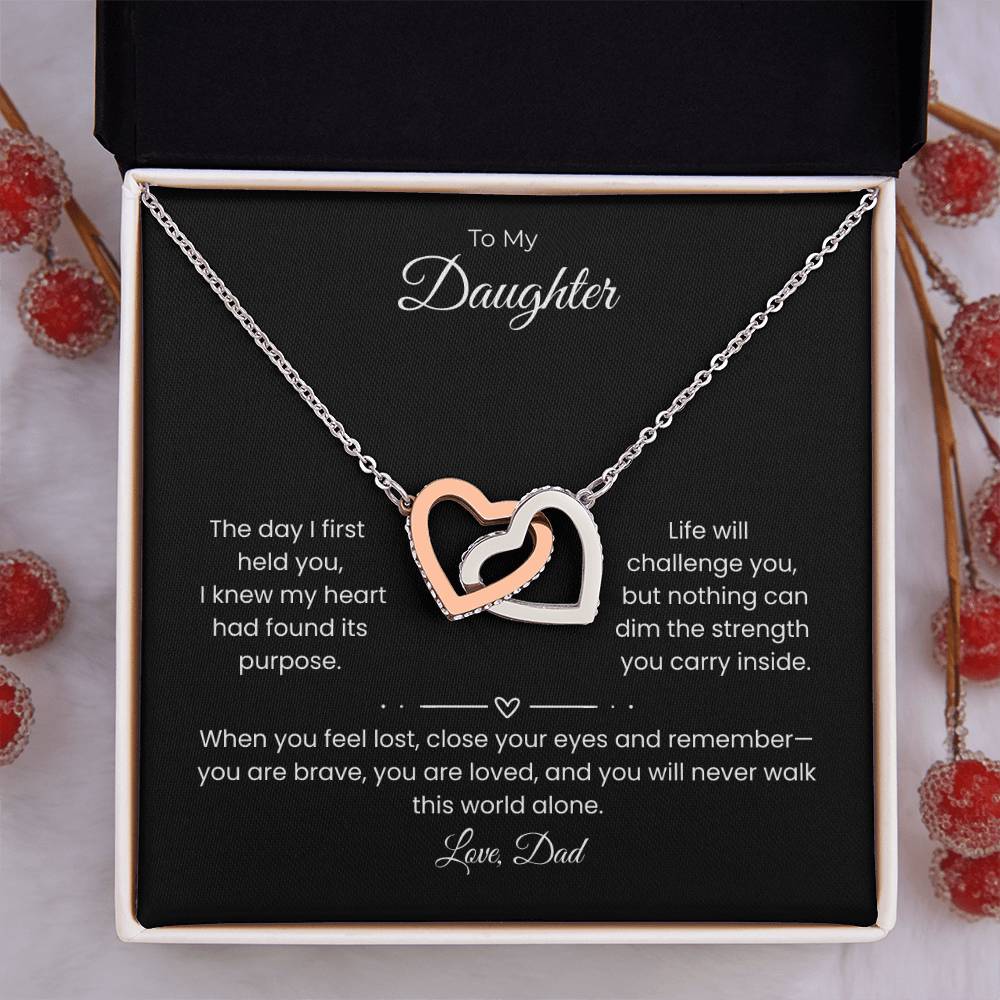 Daughter – Interlocking Heart Necklace – Personalized From Sender (117)