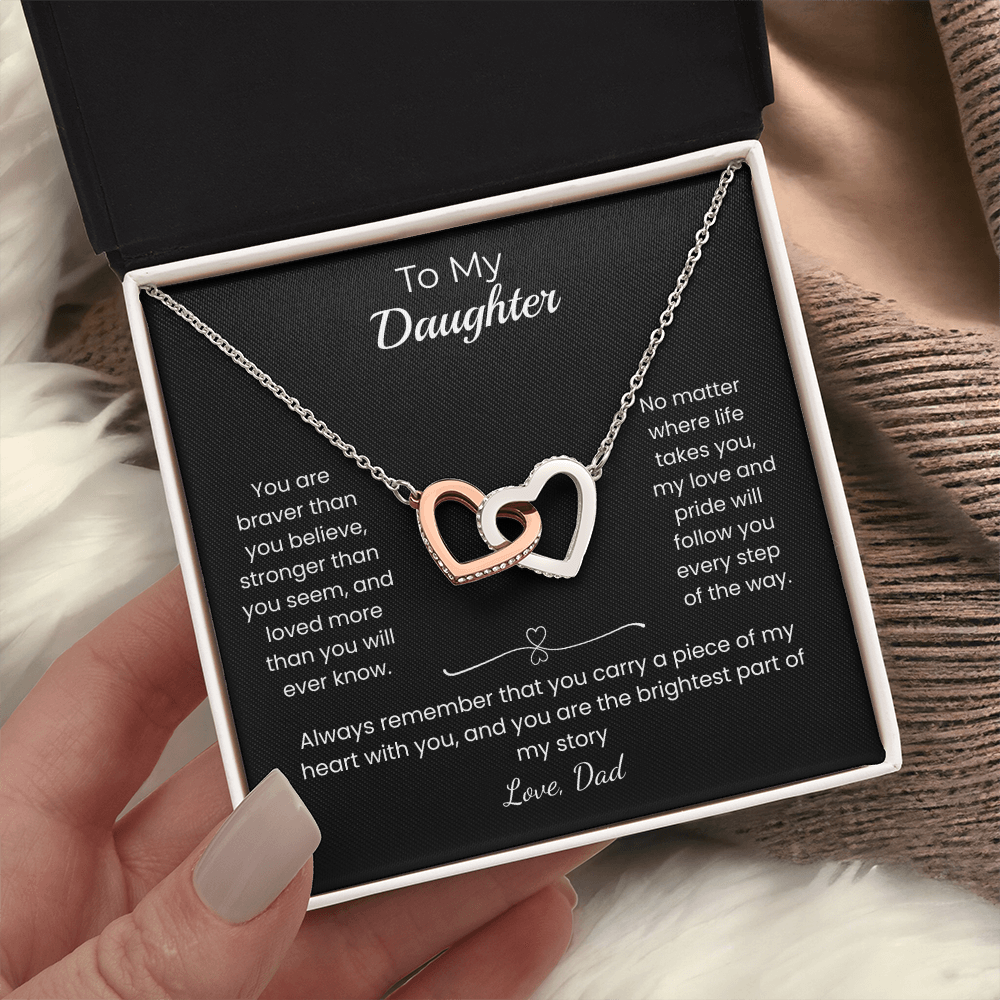 Daughter – Interlocking Heart Necklace – Personalized Gift from Any Sender (90)