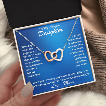 Daughter- Most beautiful chapters -Interlocking Hearts Necklace - Essential Home Zone Essential Home Zone Jewelry Daughter- Most beautiful chapters -Interlocking Hearts Necklace