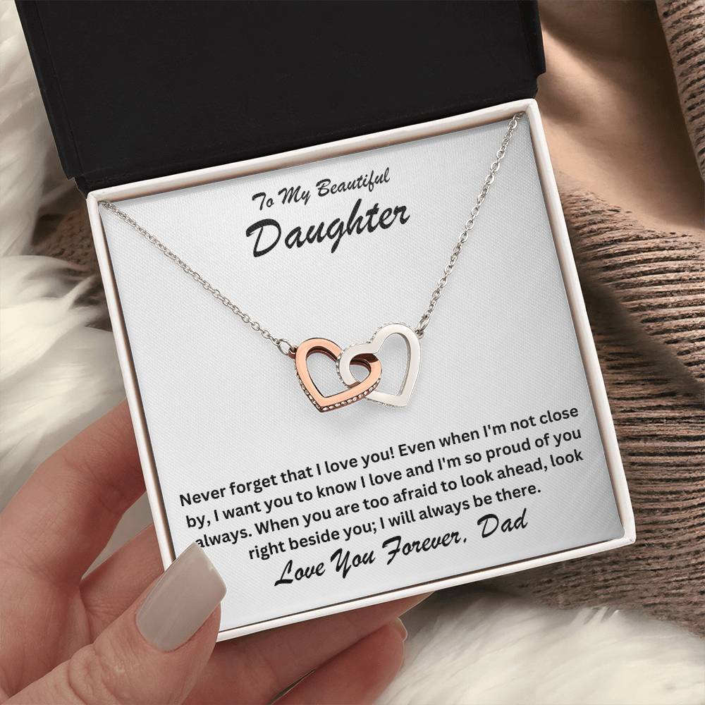 Daughter- Right beside you-Interlocking Hearts Necklace - Essential Home Zone Essential Home Zone Jewelry Daughter- Right beside you-Interlocking Hearts Necklace