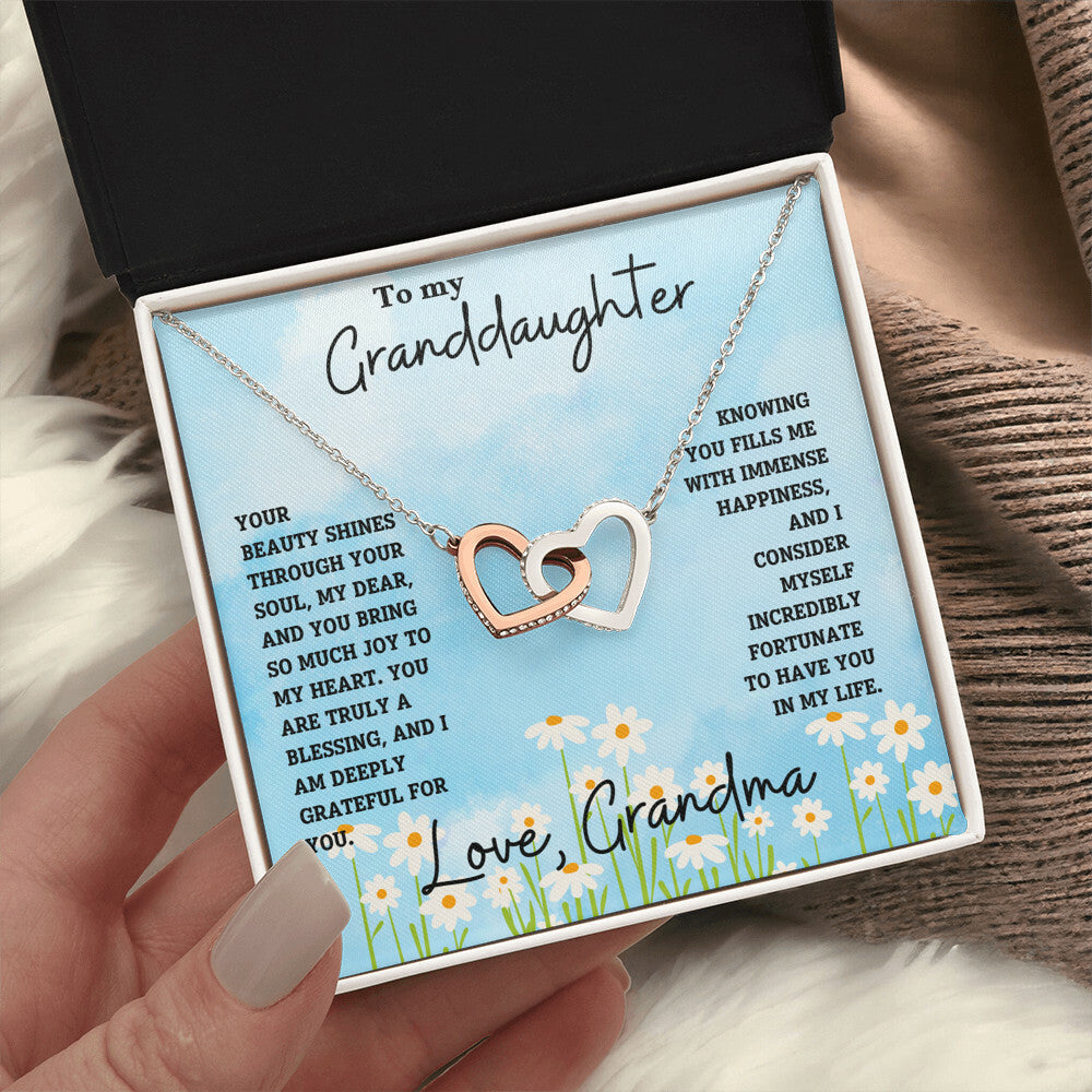 Granddaughter- Beauty shines through -Interlocking Hearts Necklace - Essential Home Zone Essential Home Zone Jewelry Granddaughter- Beauty shines through -Interlocking Hearts Necklace