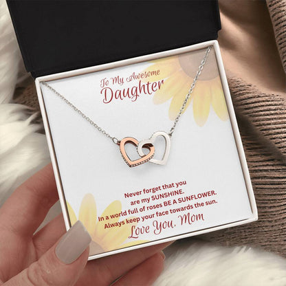 Daughter- You are my sunshine -Interlocking Hearts Necklace - Essential Home Zone Essential Home Zone Jewelry Daughter- You are my sunshine -Interlocking Hearts Necklace