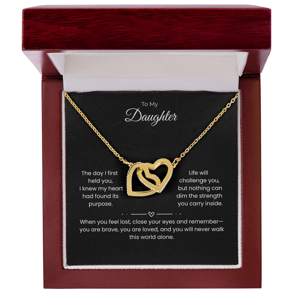 Daughter – Interlocking Heart Necklace – Personalized From Sender (117)