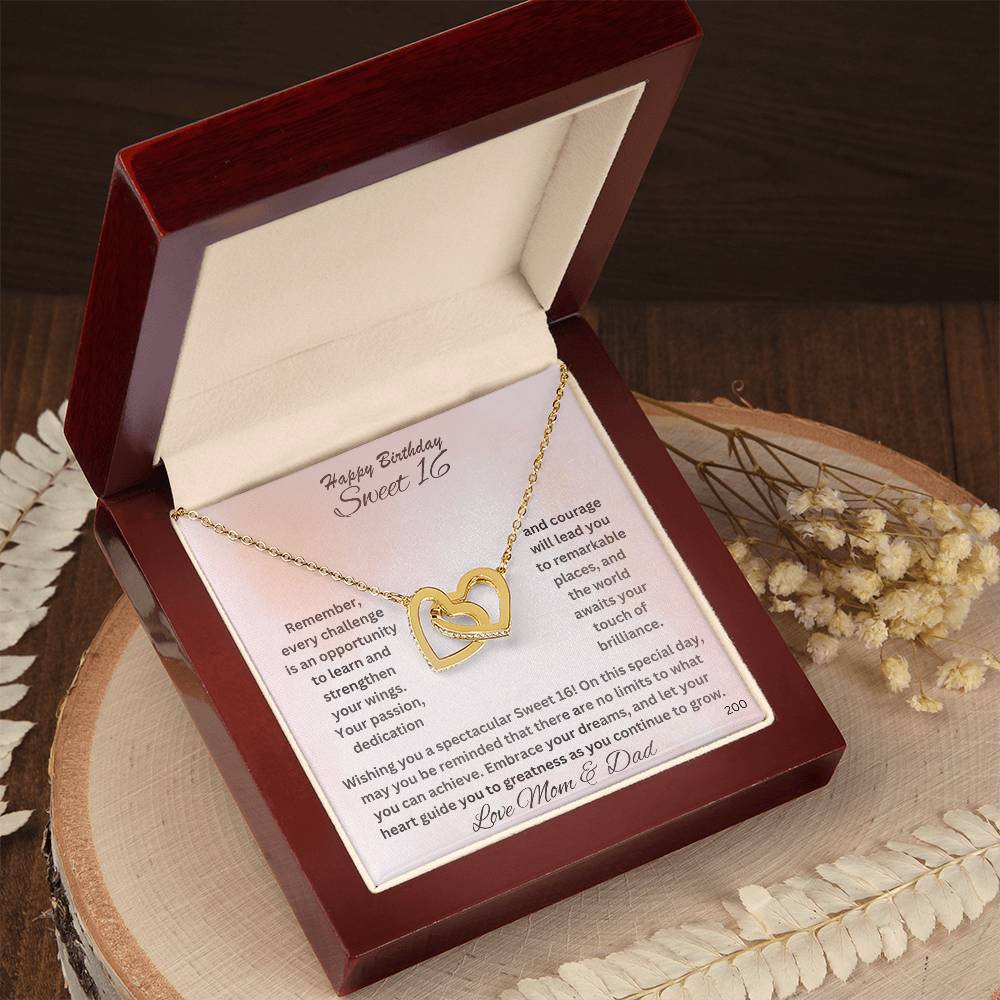 Sweet 16- Give her the gift that symbolizes your never-ending love. Personalized this Interlocking Hearts necklace 200