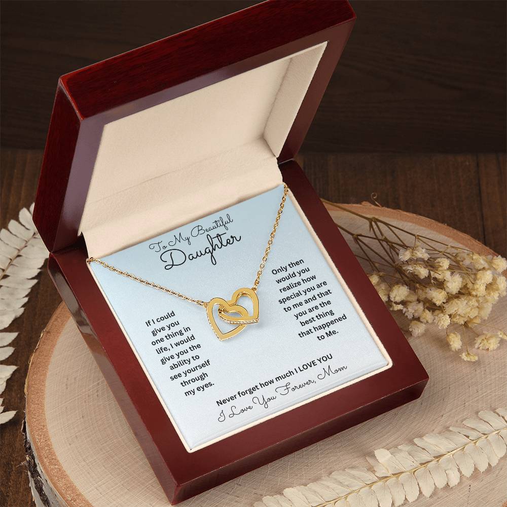 Daughter- One thing in life-Interlocking Hearts Necklace - Essential Home Zone Essential Home Zone 18K Yellow Gold Finish / Luxury Box Jewelry Daughter- One thing in life-Interlocking Hearts Necklace