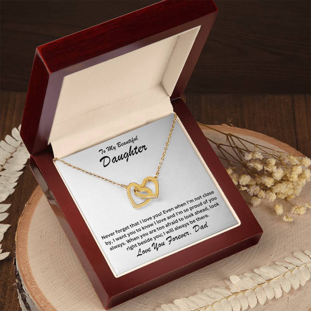 Daughter- Right beside you-Interlocking Hearts Necklace - Essential Home Zone Essential Home Zone 18K Yellow Gold Finish / Luxury Box Jewelry Daughter- Right beside you-Interlocking Hearts Necklace