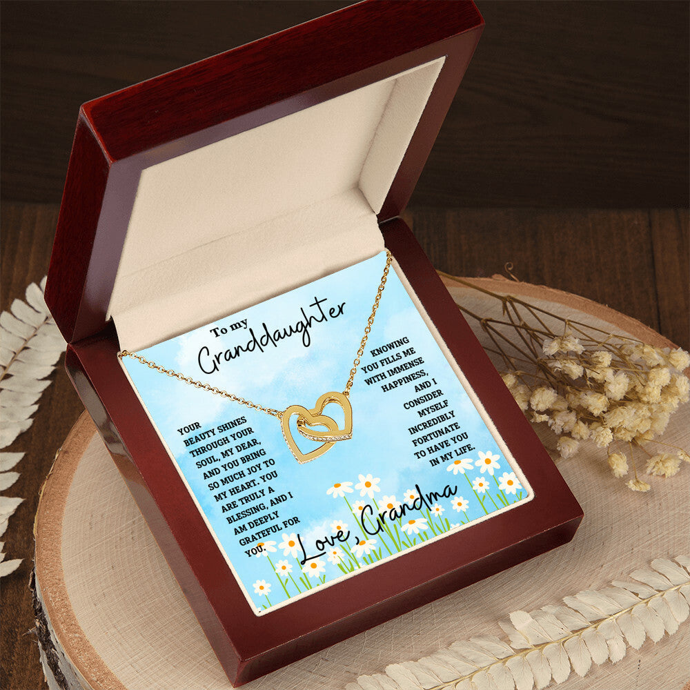 Granddaughter- Beauty shines through -Interlocking Hearts Necklace - Essential Home Zone Essential Home Zone 18K Yellow Gold Finish / Luxury Box Jewelry Granddaughter- Beauty shines through -Interlocking Hearts Necklace