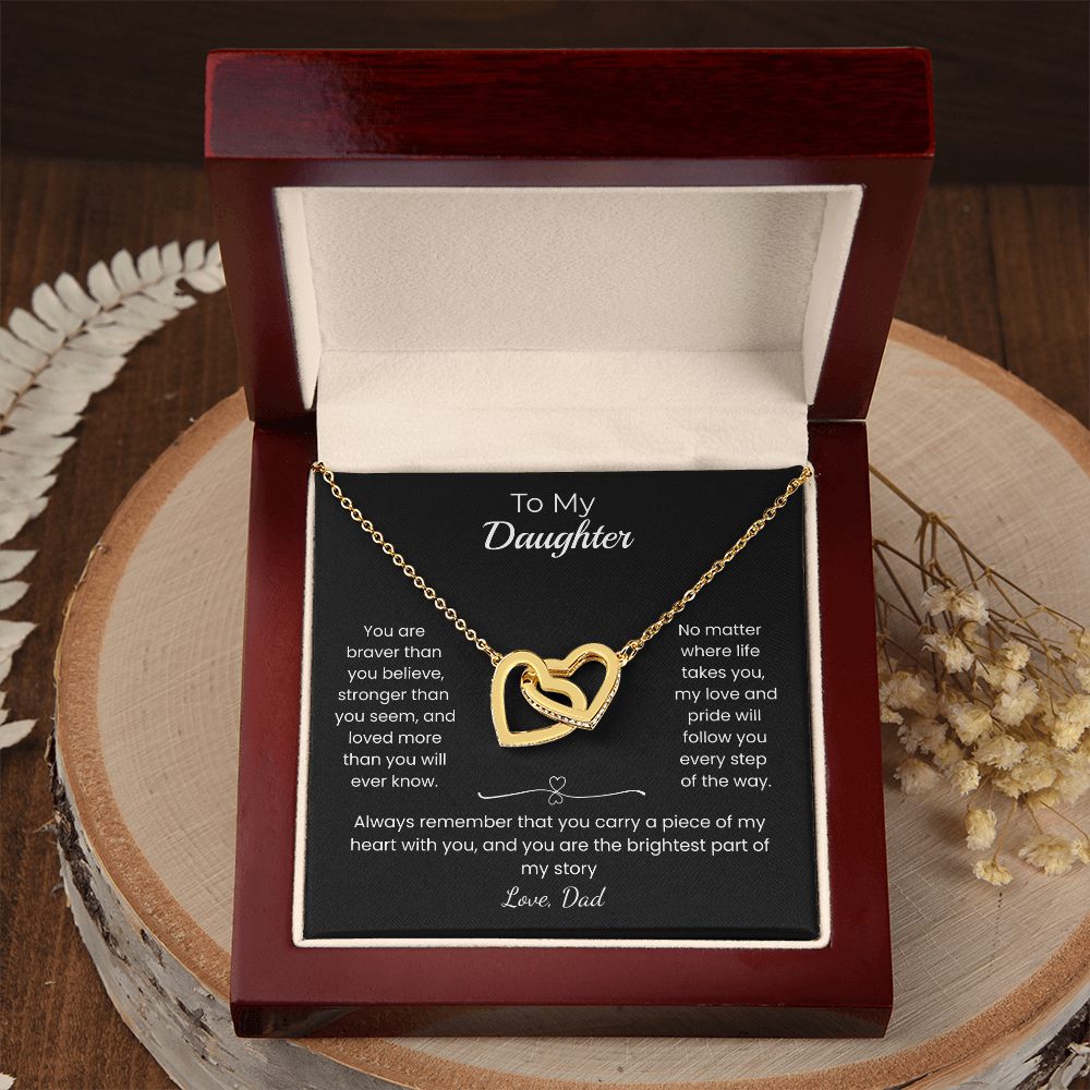 Daughter – Interlocking Heart Necklace – Personalized Gift from Any Sender (90)