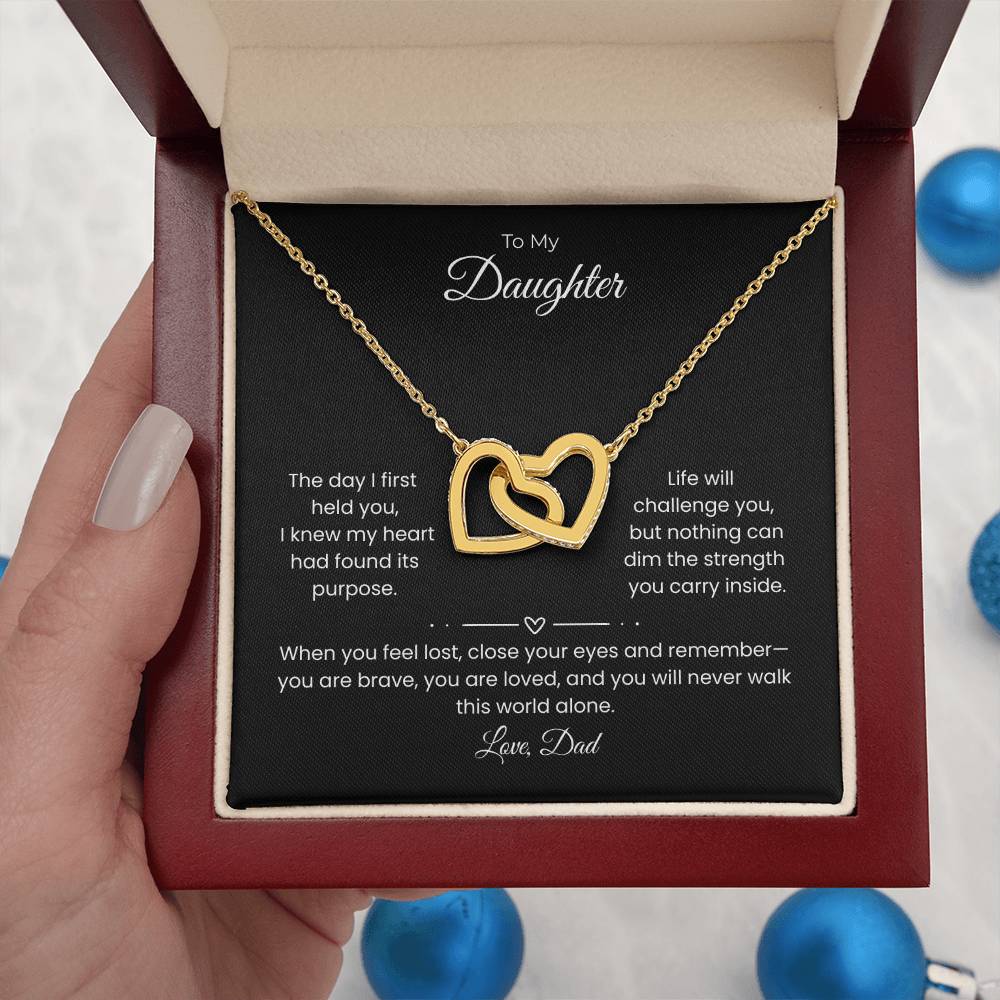 Daughter – Interlocking Heart Necklace – Personalized From Sender (117)