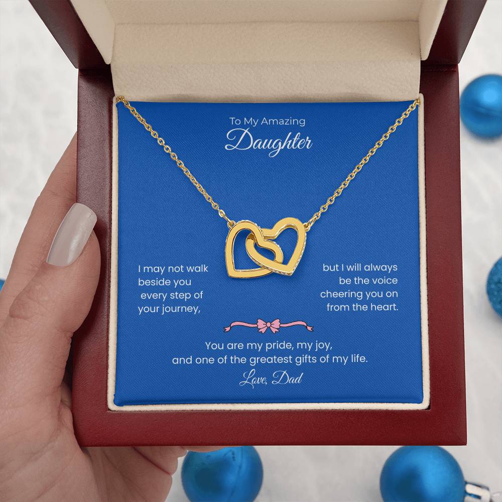 Daughter – Interlocking Heart Necklace – Personalized From Sender Gift (132)