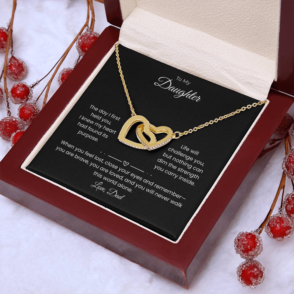 Daughter – Interlocking Heart Necklace – Personalized From Sender (117)