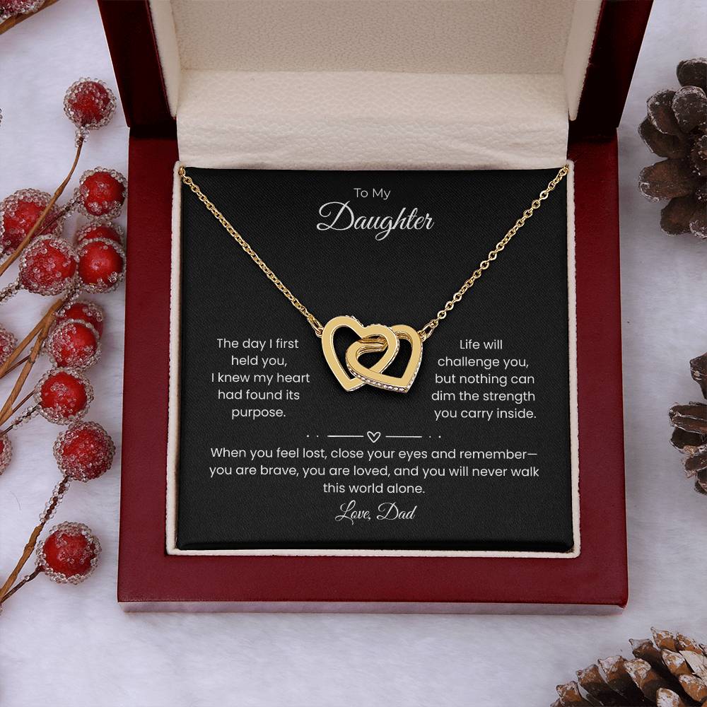 Daughter – Interlocking Heart Necklace – Personalized From Sender (117)