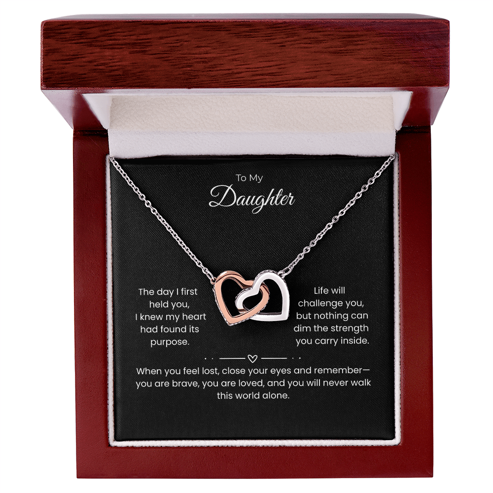 Daughter – Interlocking Heart Necklace – Personalized From Sender (117)