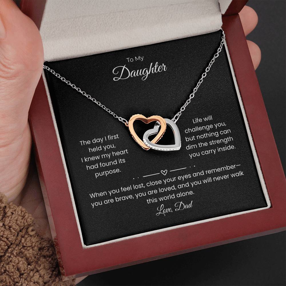 Daughter – Interlocking Heart Necklace – Personalized From Sender (117)