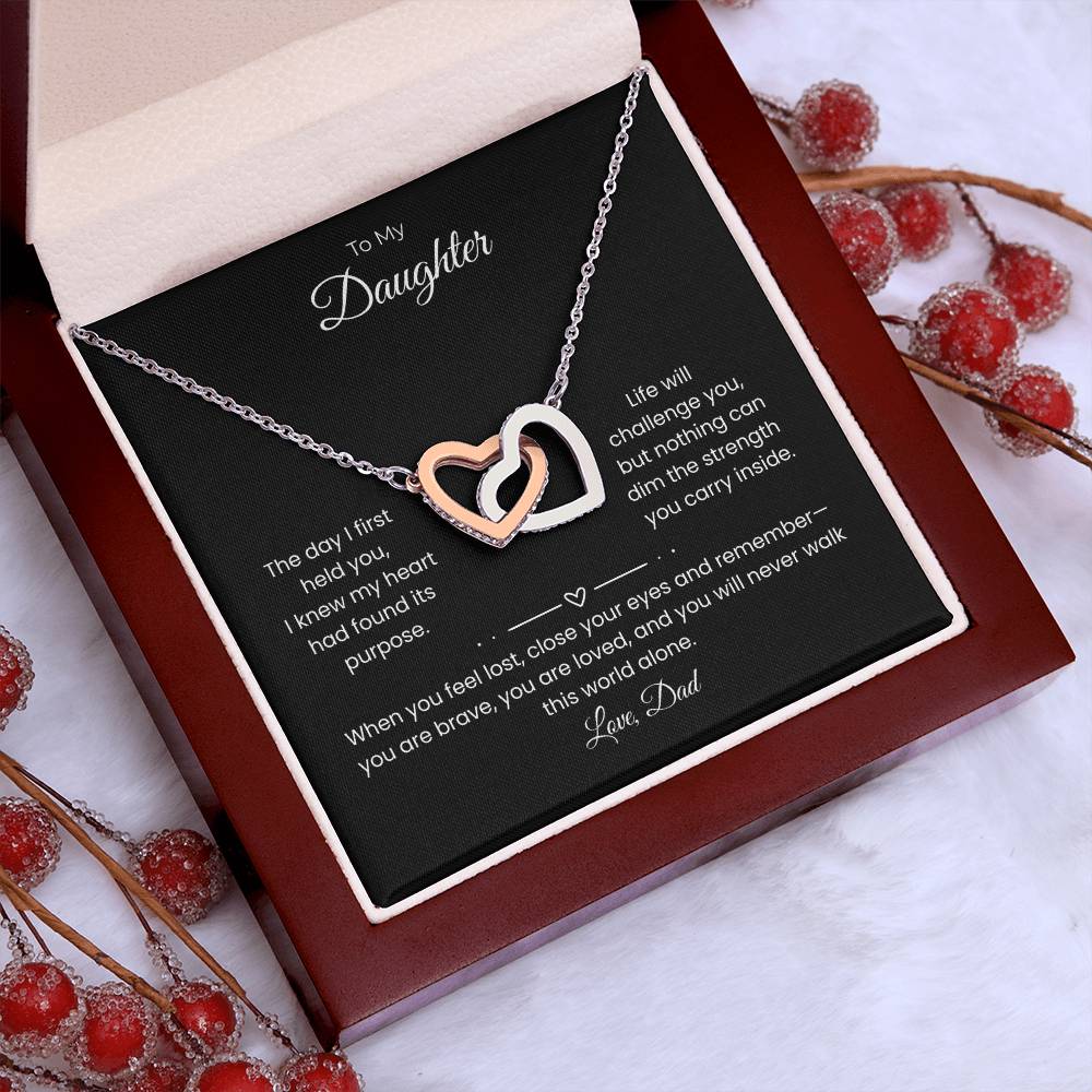 Daughter – Interlocking Heart Necklace – Personalized From Sender (117)