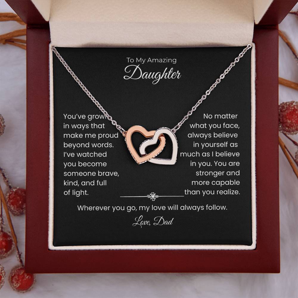 Daughter – Interlocking Heart Necklace – Personalized From Title Gift (128)