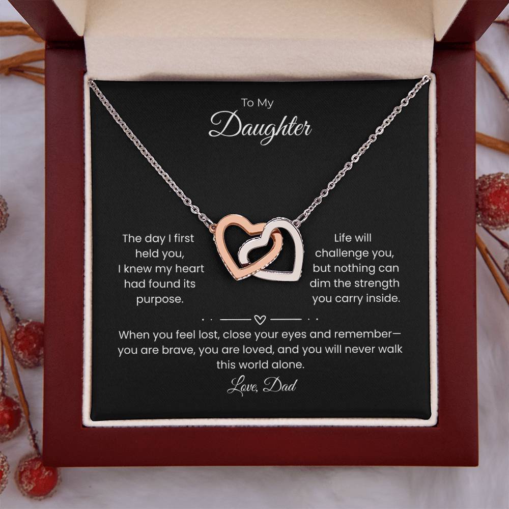 Daughter – Interlocking Heart Necklace – Personalized From Sender (117)