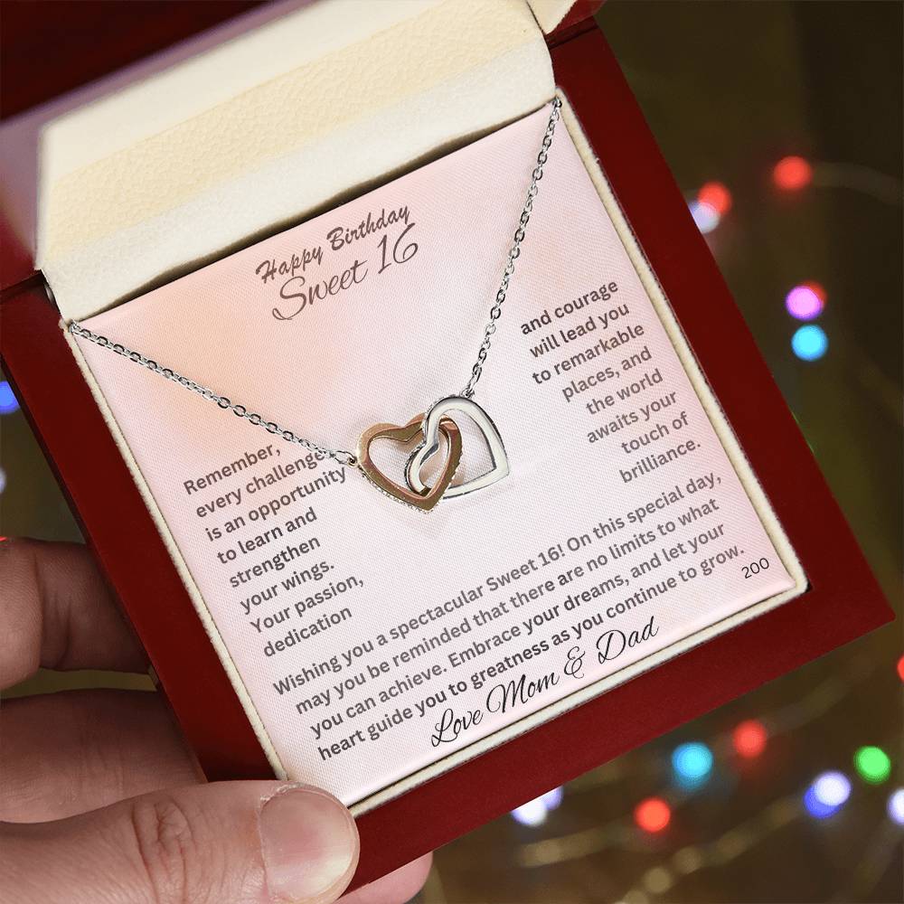 Sweet 16- Give her the gift that symbolizes your never-ending love. Personalized this Interlocking Hearts necklace 200