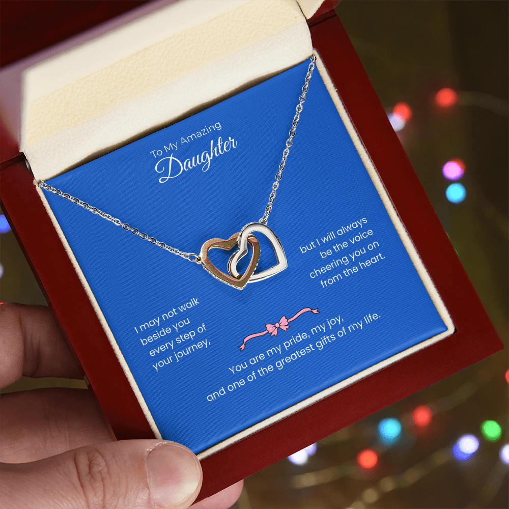 Daughter – Interlocking Heart Necklace – Personalized From Sender Gift (132)