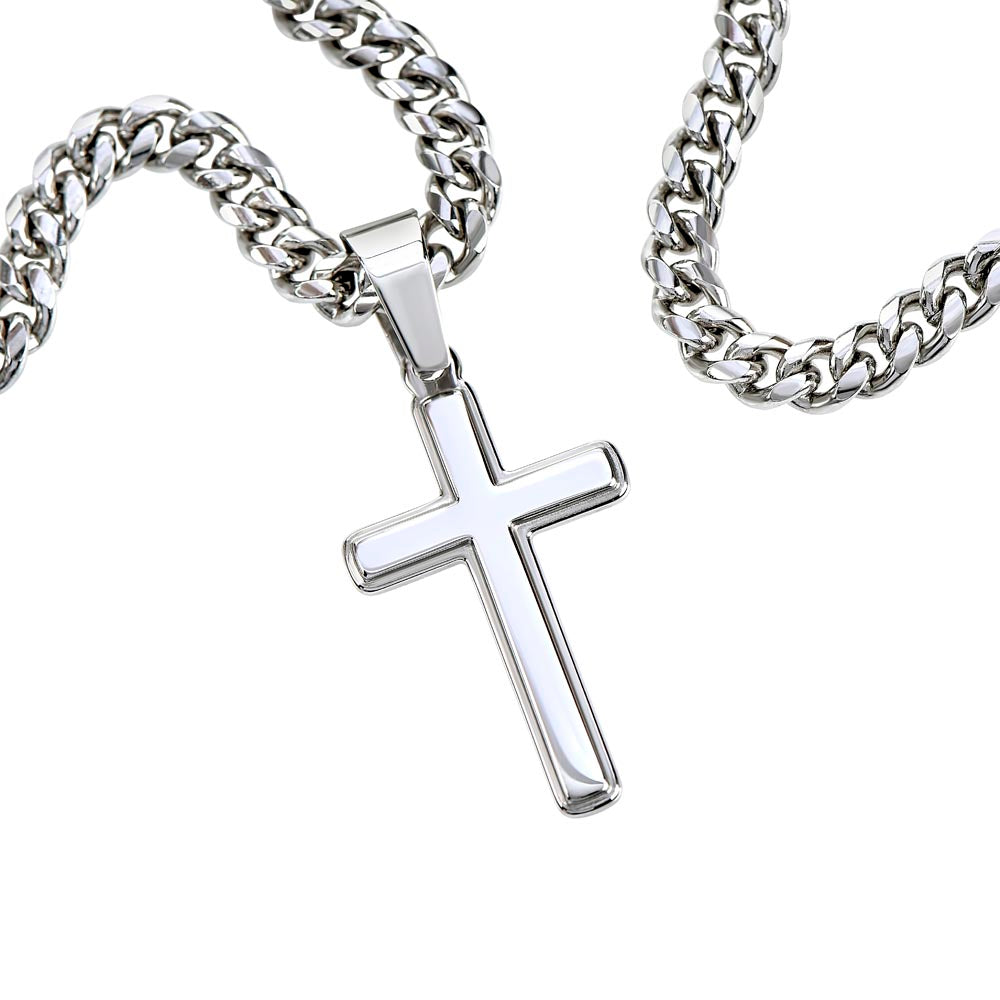 Serenity Prayer-Cuban Chain with Artisan Cross Necklace M203