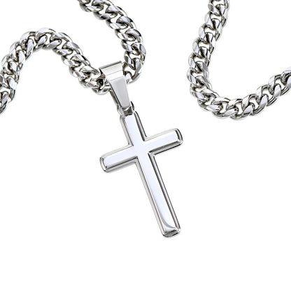 Serenity Prayer-Cuban Chain with Artisan Cross Necklace M203