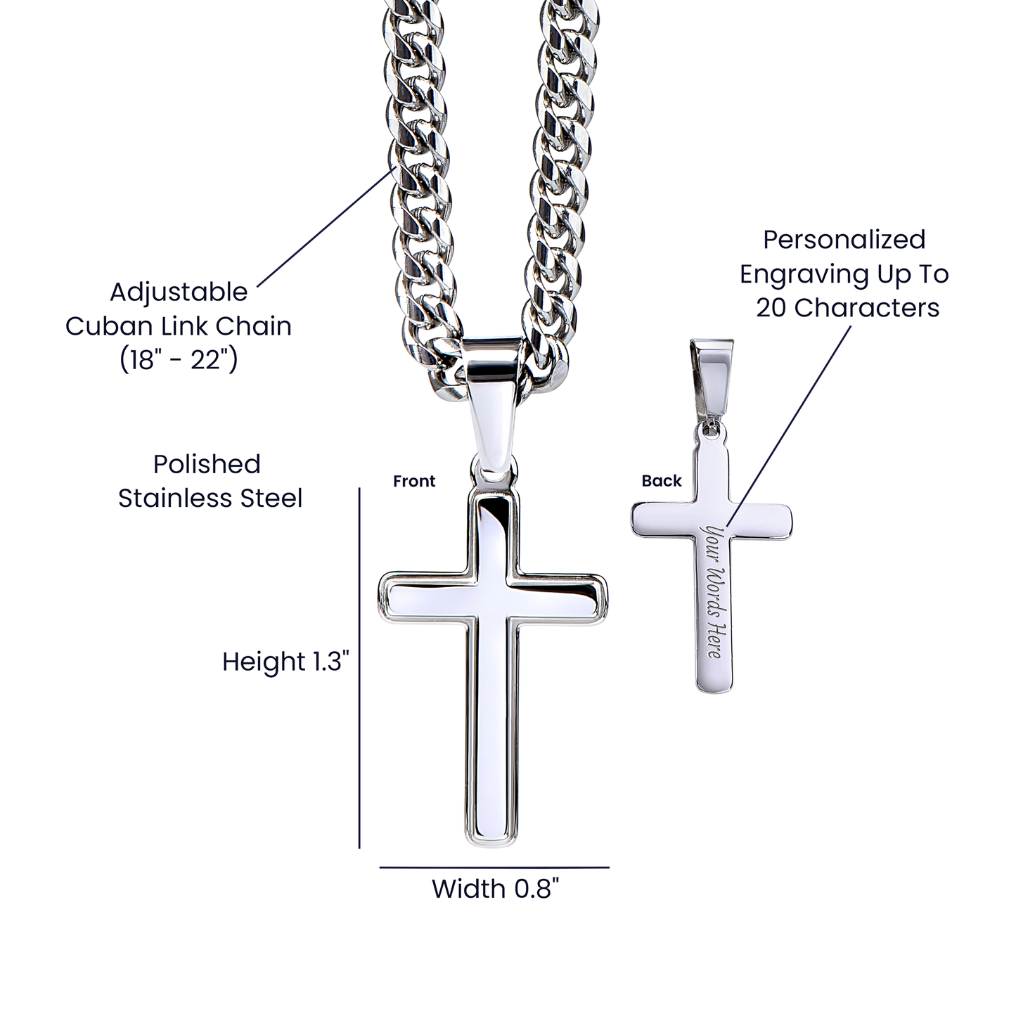 Serenity Prayer-Cuban Chain with Artisan Cross Necklace M203