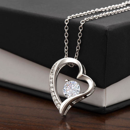 Forever Love Necklace – Stunning Heart Pendant with 6.5mm CZ Crystal in White or Yellow Gold Finish, A Timeless Gift for Her