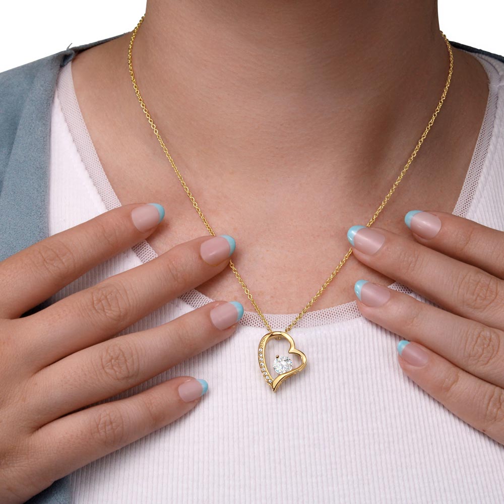 Forever Love Necklace – Stunning Heart Pendant with 6.5mm CZ Crystal in White or Yellow Gold Finish, A Timeless Gift for Her