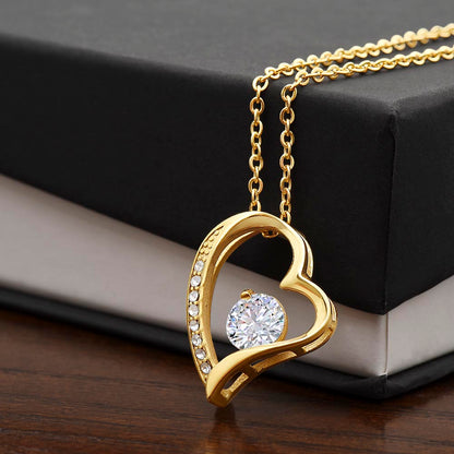 Forever Love Necklace – Stunning Heart Pendant with 6.5mm CZ Crystal in White or Yellow Gold Finish, A Timeless Gift for Her