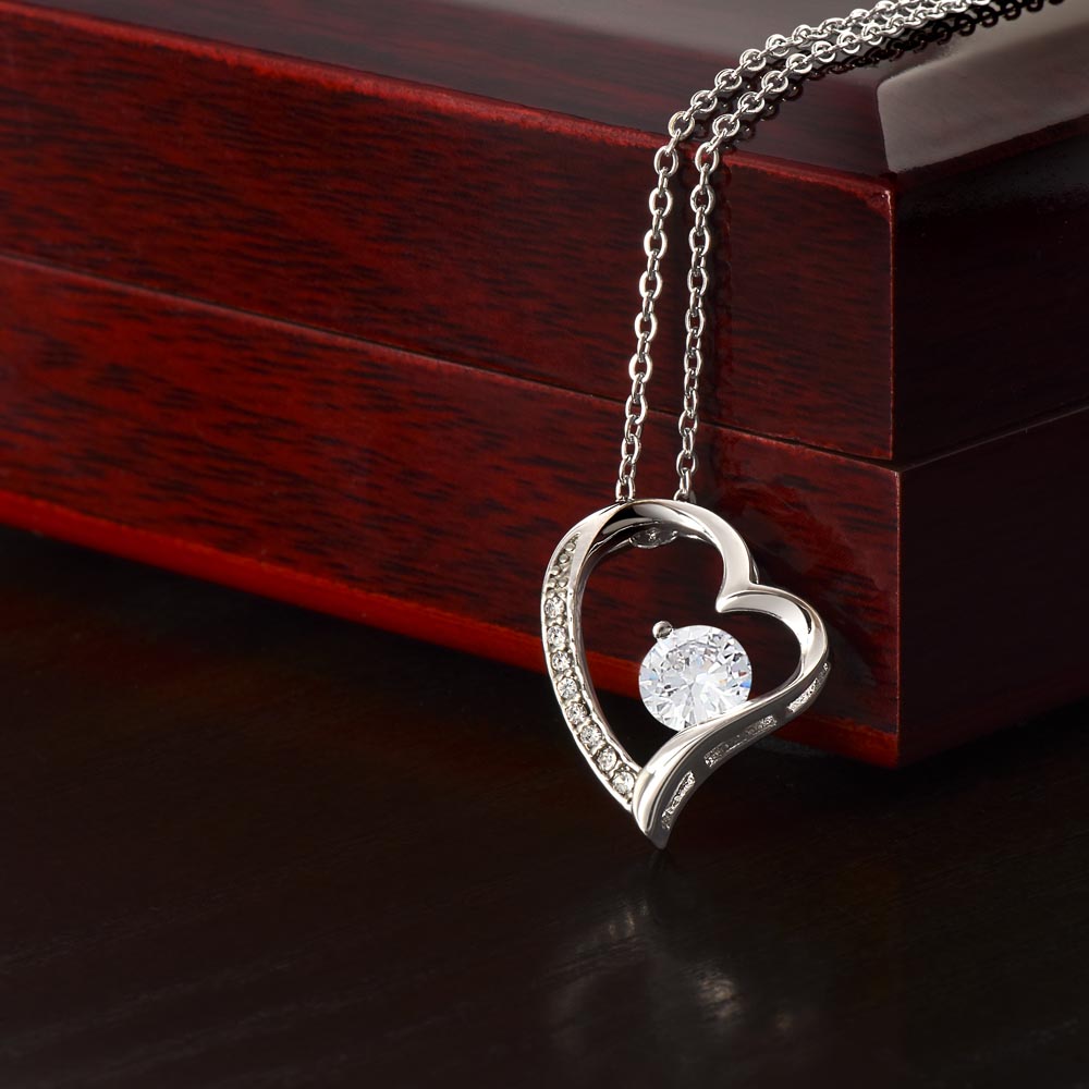 Forever Love Necklace – Stunning Heart Pendant with 6.5mm CZ Crystal in White or Yellow Gold Finish, A Timeless Gift for Her