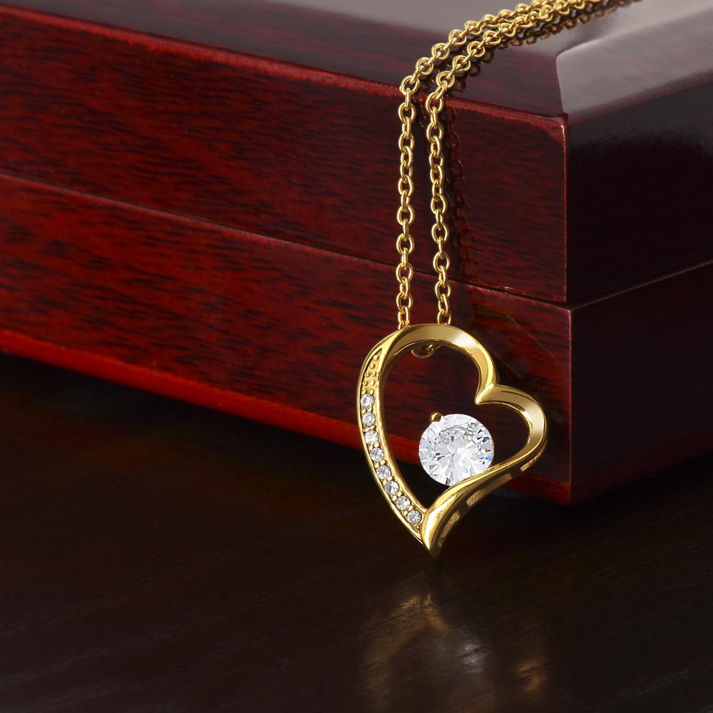 Forever Love Necklace – Stunning Heart Pendant with 6.5mm CZ Crystal in White or Yellow Gold Finish, A Timeless Gift for Her