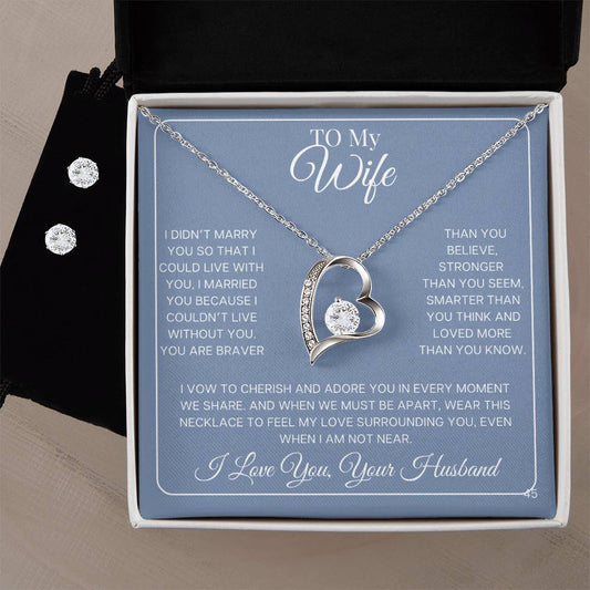 Wife-Celebrate the holidays with this exclusive Forever Love Necklace & CZ Earring Set! 45